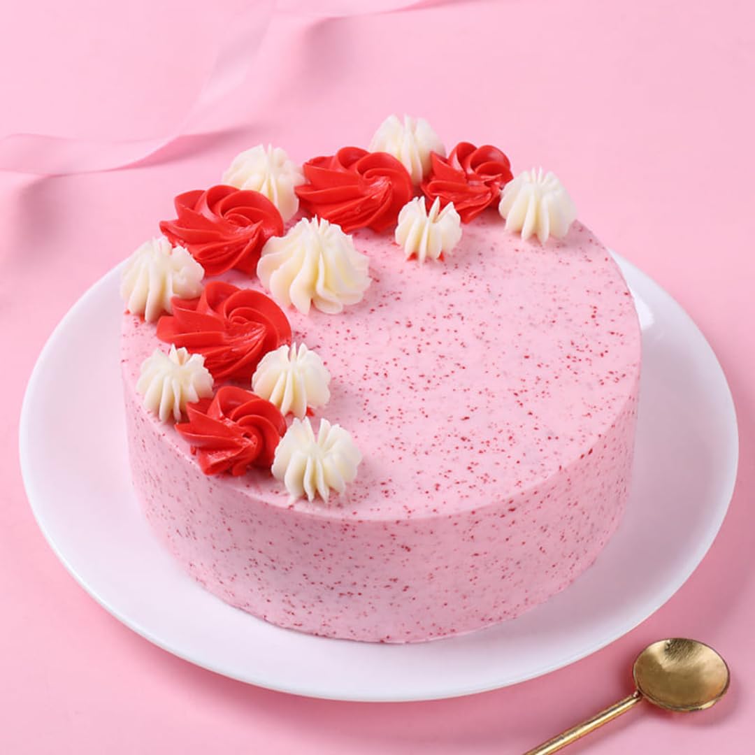FlowerAura Delicious Fresh 0.5Kg Textured Strawberry Swirls Cake For Birthday | Anniversary | Wedding | Mother's Day | Father's Day | Valentine's Day | Christmas | New Year (Same Day Delivery)-image-43