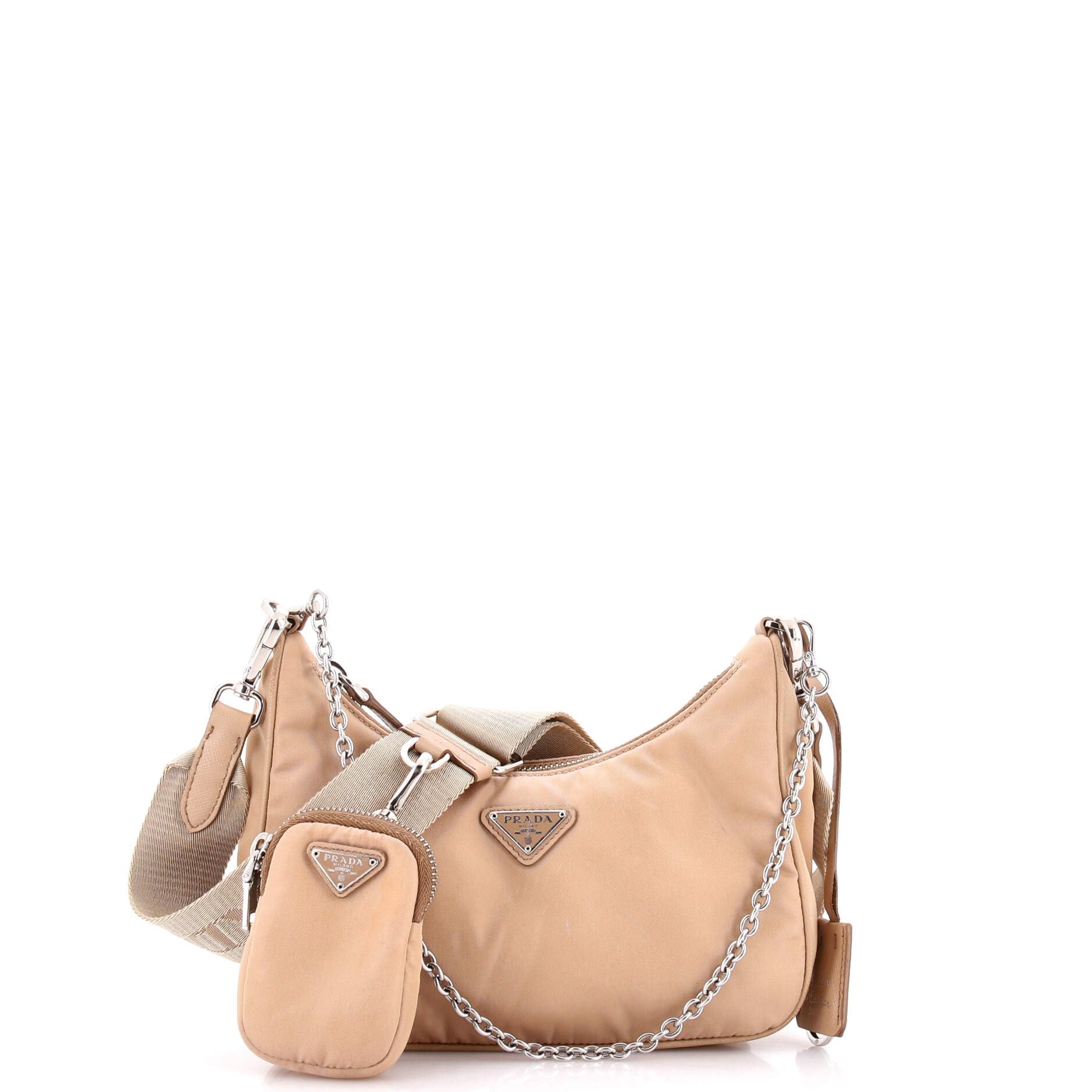 Pre-Loved Re-Edition 2005 Shoulder Bag Tessuto Small, Neutral