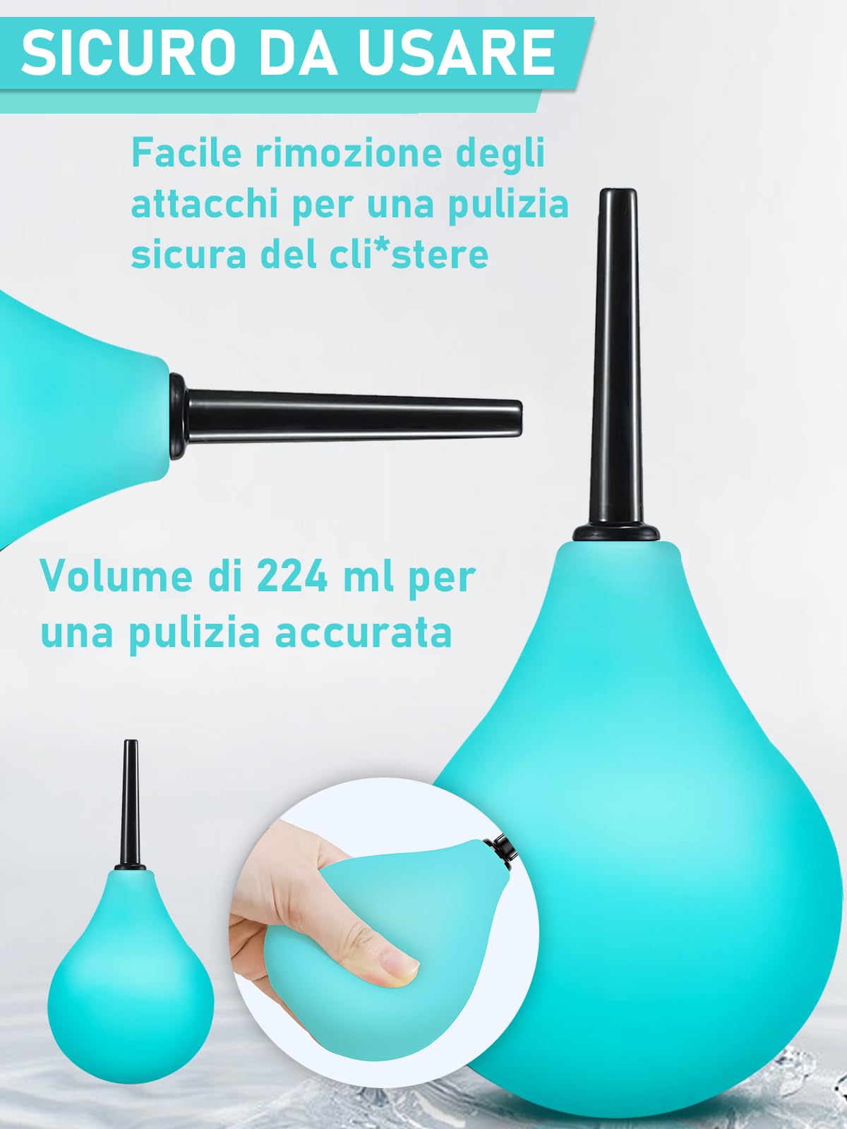 Clistere per pulizia ano anale - Peretta per Clistere Adulti Per Doccia Anale Lavanda Vaginale,per Donne Uomini Kit di Bulbi per Clistere con 3 Ugelli 224ml