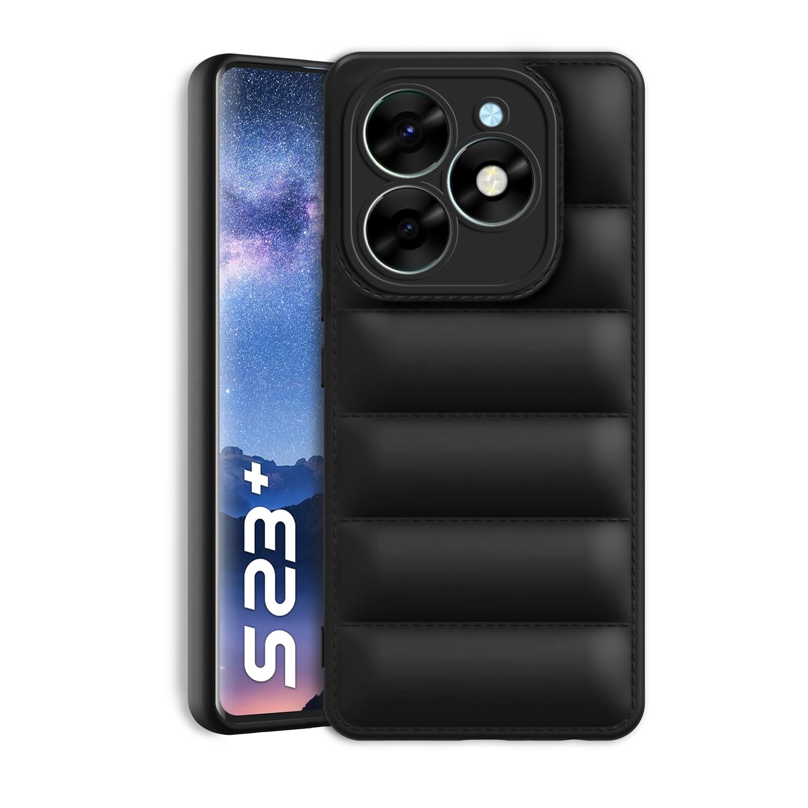 Plus Puffer Case Camera Protection Soft Back Cover for Itel S23Plus | Itel S23+ - Black (B0CPJ3Z32C) Amazon Price History, Amazon Price Tracker