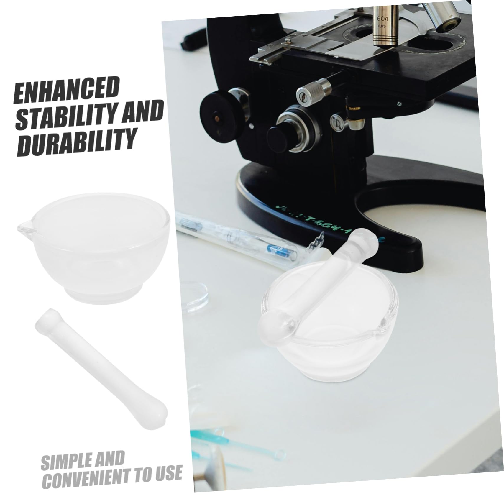 Mortero de Vidrio para Laboratorio con Cuenco y Moler Especias Cocina Profesional