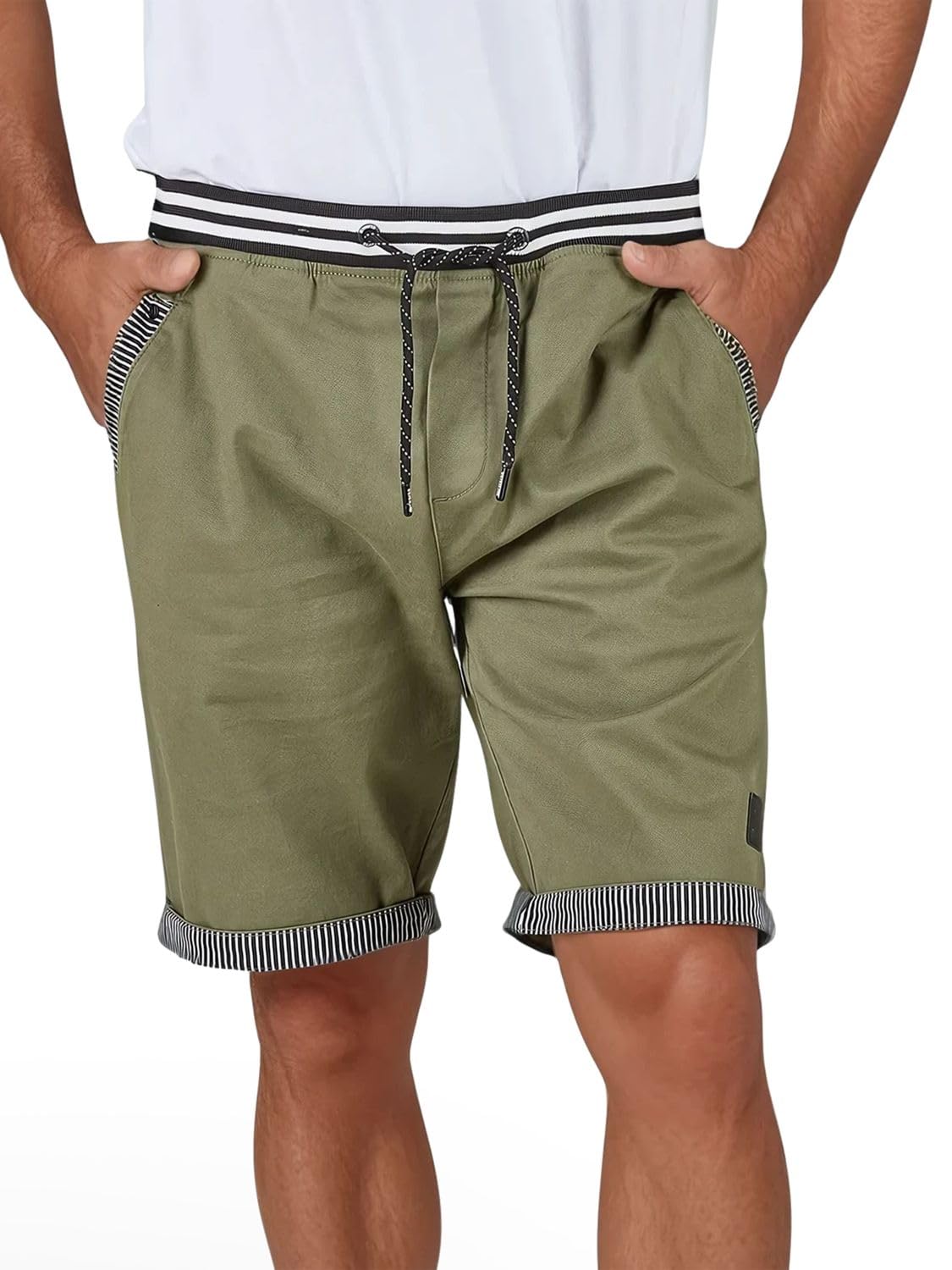 riverso Kurze Hosen Herren Stretch Regular Fit RIVAngelo Bermuda Shorts Sommer, Größe:S, Farbe:Ivy Olive