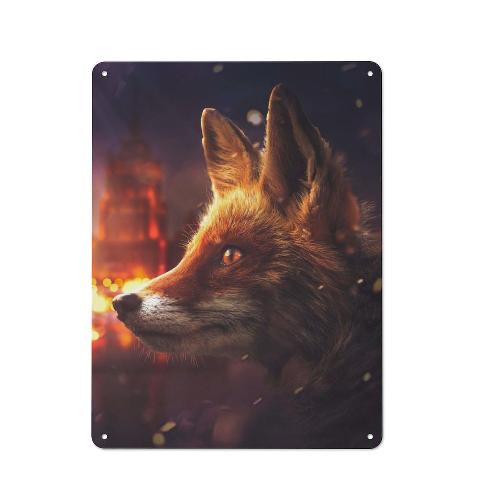 Junmoney The Fox In Moscow Metal Wall Sign 40X30cm Featuring For Home Bar Wall, For Themed Interiors In Home Bars And Entertaining Spaces
