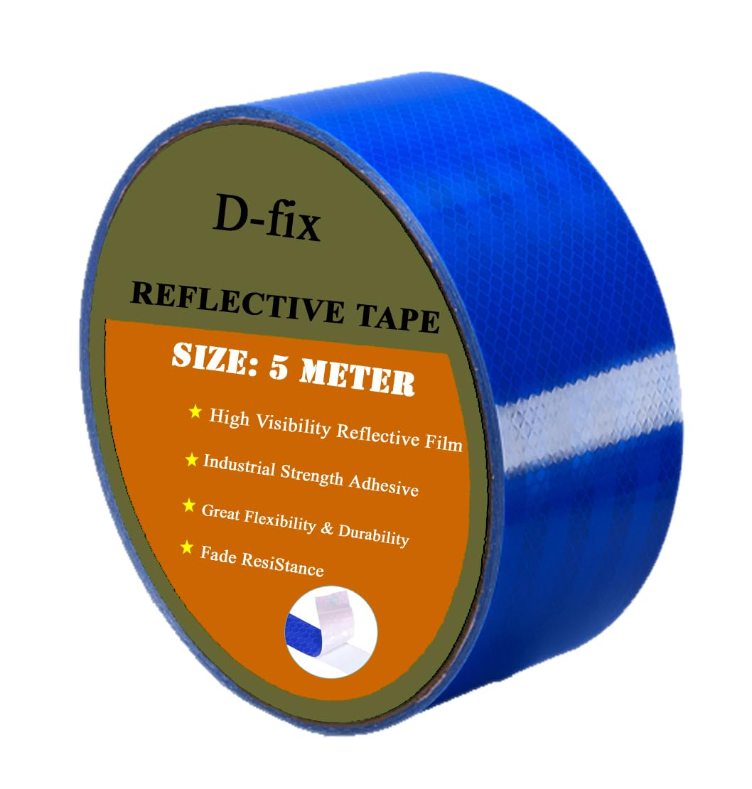 D-fix® High Intensity Radium Reflective Tape - 3 Meters in Length - 48mm / 2" Width - 1 Roll Per Pack - Car Bike and commercial vehicles Conspicuity reflective warning Tape Reflective tape-Blue-image-48