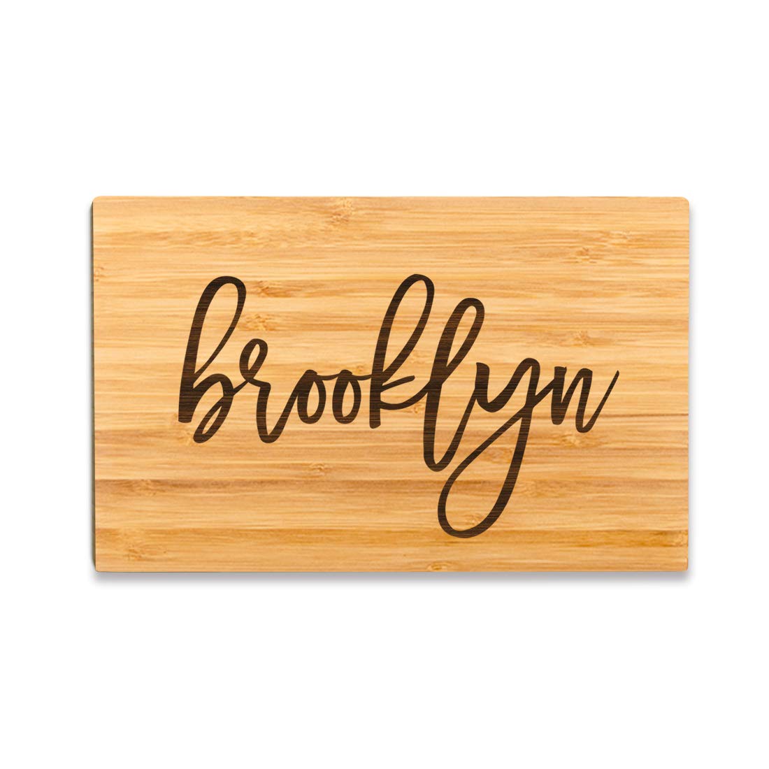 Andaz PressBrooklyn Bamboo Wood Cutting Board, 9.5 x 6-inch, Calligraphy, 1-Pack, Small Engraved Serving Chopping Board Christmas Birthday Moving Away College Graduation Chef Kitchen Ideas