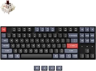 Keychron K8 Pro QMK/VIA Wireless Custom Mechanical Keyboard, 87 Keys Layout Programmable Macro with Hot-swappable Gateron G Pro Brown Switch, PBT keycap, for Win/Mac/Linux System,White Backlit