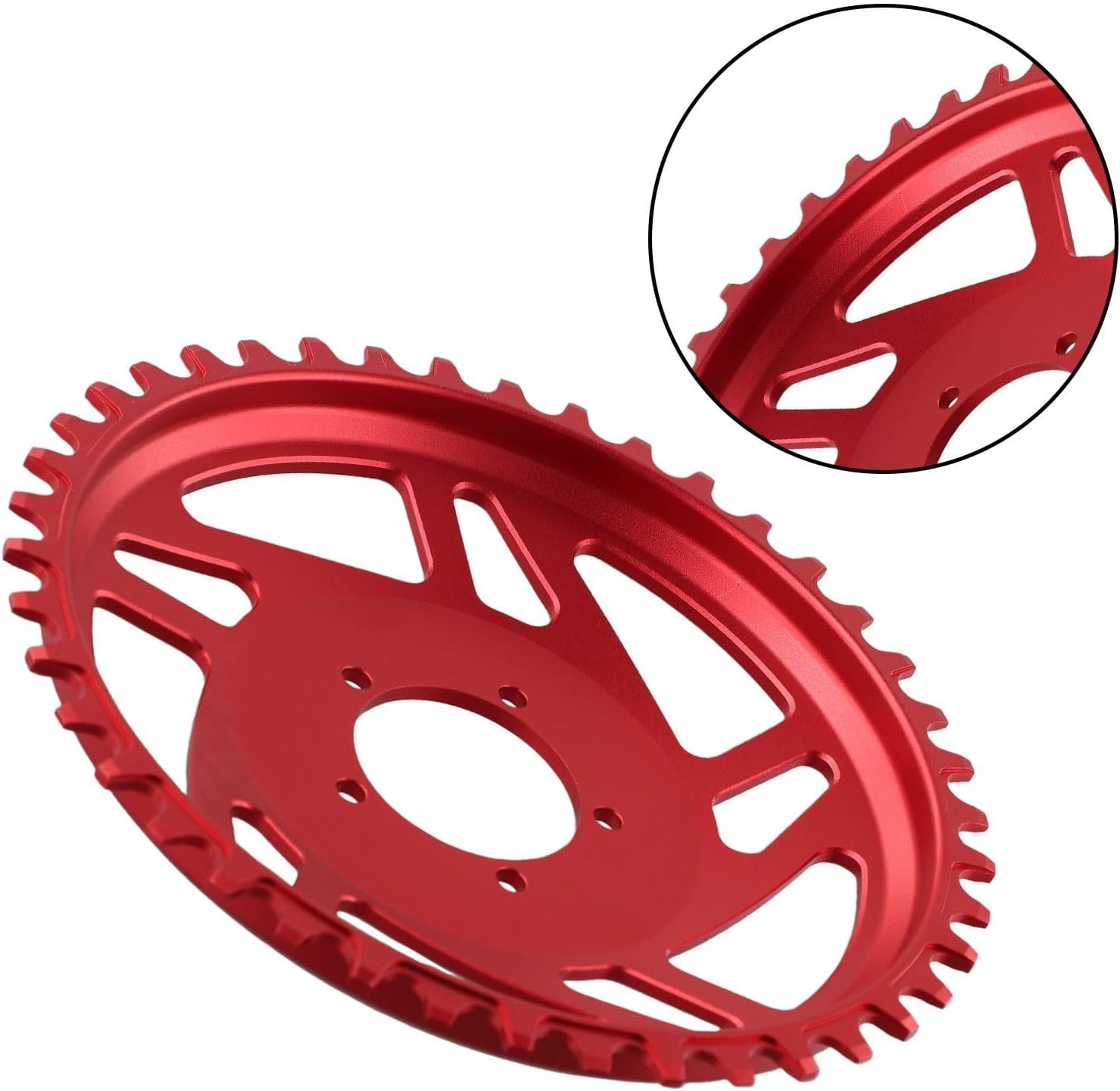 42T Electric Bike Chainring Aluminum Alloy Offset Correction Chain Ring for Bafang Motor(Red)