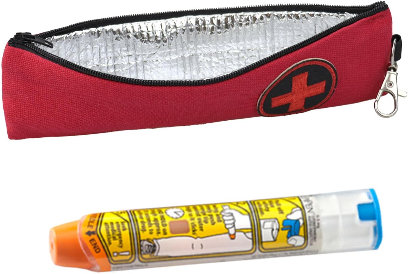 rainbowstar 2 Pcs EpiPen Medical Carrying Case Insulated Small Epipen Case Slim EpiPen Pouch with Clip Holds 1 EpiPen Allergy Medicine Essentials, red