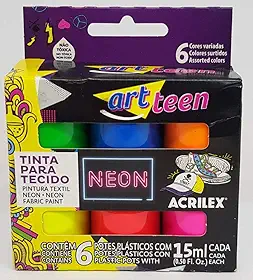 Tinta Para Tecido Fluo, Acrilex 040060000, Multicor