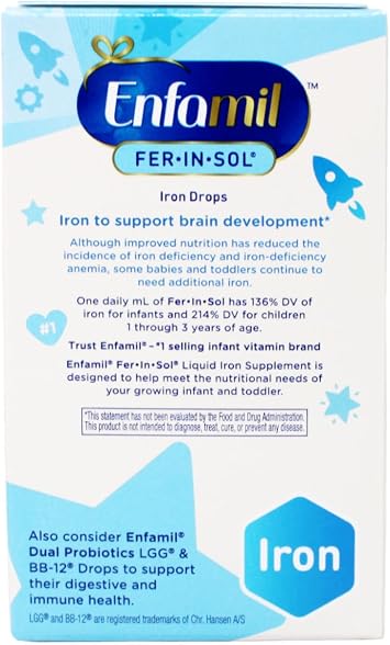 Enfamil Fer-in-Sol Iron Supplement Drops - 1.66 Oz, Pack of 3