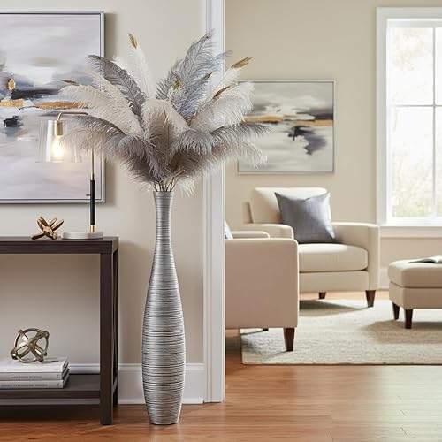 Miniatura 6 de Rocendlor Jarrón alto de suelo de 27.5 pulgadas (27.6 in, 2.3 pies) de alto, resistente y lujoso, jarrón para decoración del hogar de campo, sala de