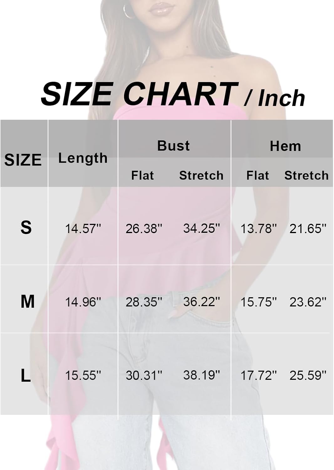 Women Strapless Tops Ruffled Asymmetrical Hem Tube Tops Ruched Bandeau Cami Tanks - Image 6