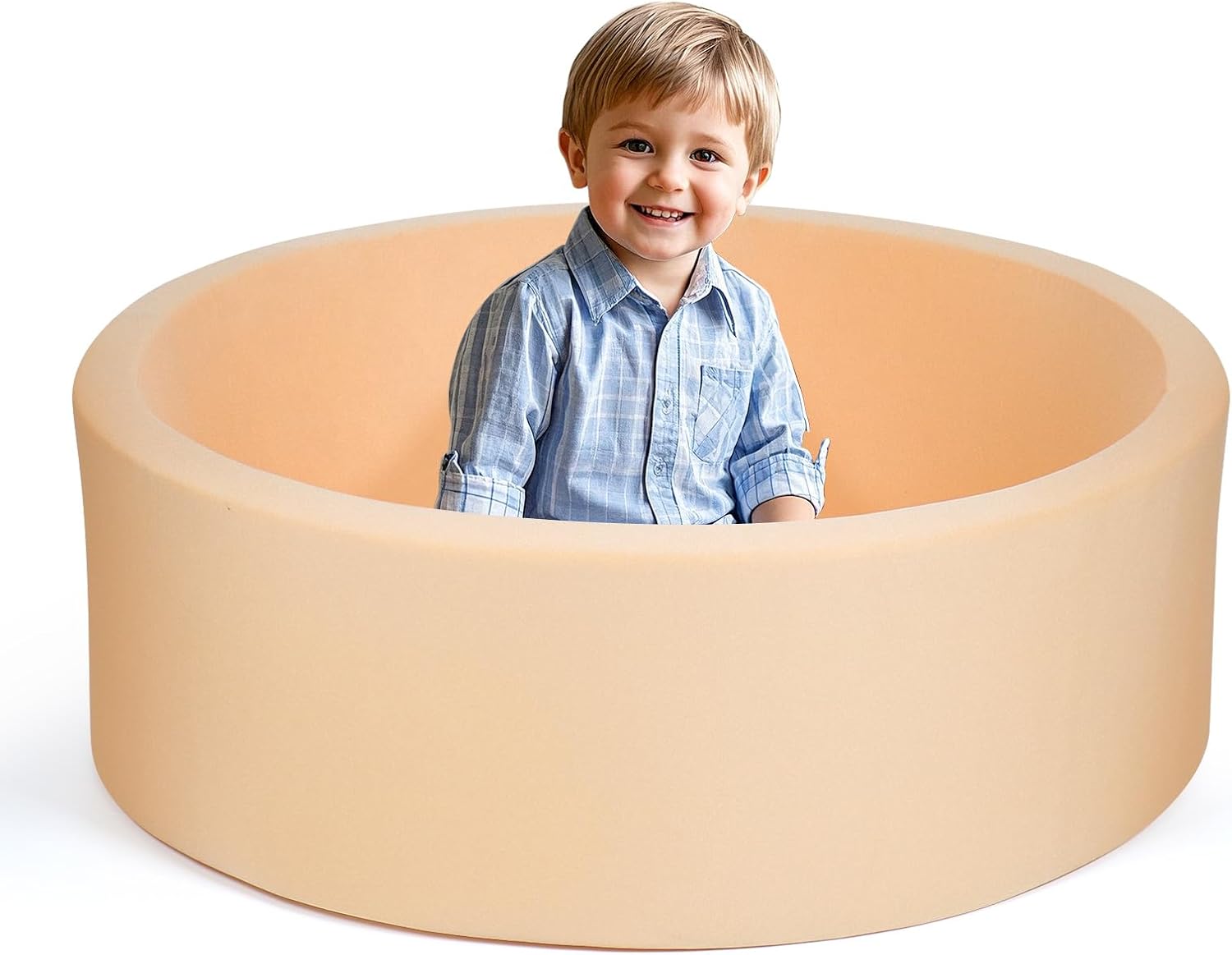 Foam Ball Pit for Kids Toddlers, Round Soft Ball Pit, Kids Memory Ball Pits, Ideal Gift Toys for Children - (Balls NOT Included) - 36” x 12 - Grey