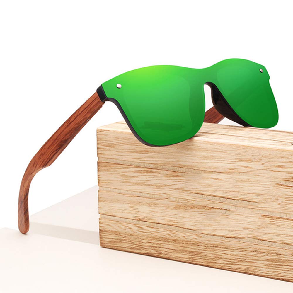 ZYYSK Wooden Vintage Sunglasses Men Polarized Flat Lens Rimless Square Frame Women Sun Glasses