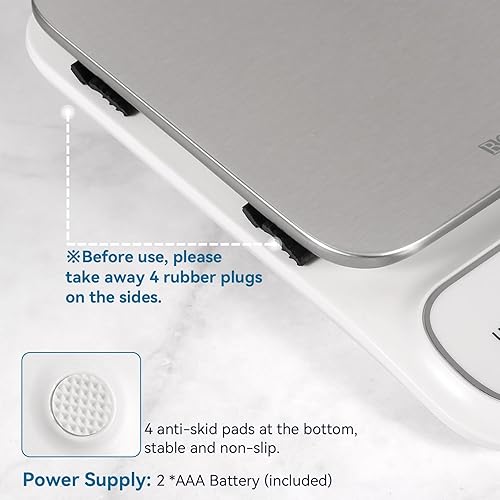 Miniatura 6 de BOMATA Báscula de cocina impermeable IPX6, 0.1 g0.01 oz de alta precisión, 11.0 lbs11 libras, báscula digital con luz de fondo, plataforma de pesaje