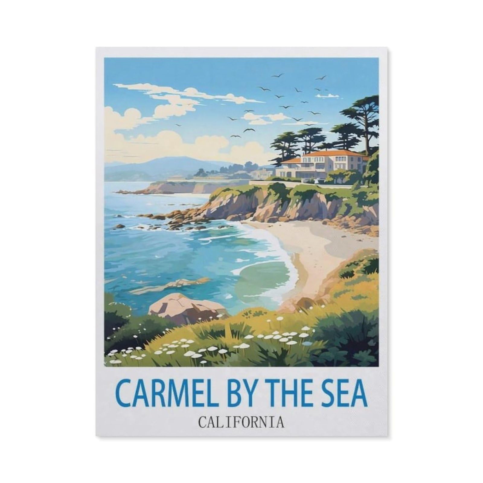 BEAYODKP 5D DIY Diamond Painting，Carmel by The Sea California，Art Living Room Wall Decoration Gift（50 x 60 cm/19.68 x 23.62 inches）-CO27
