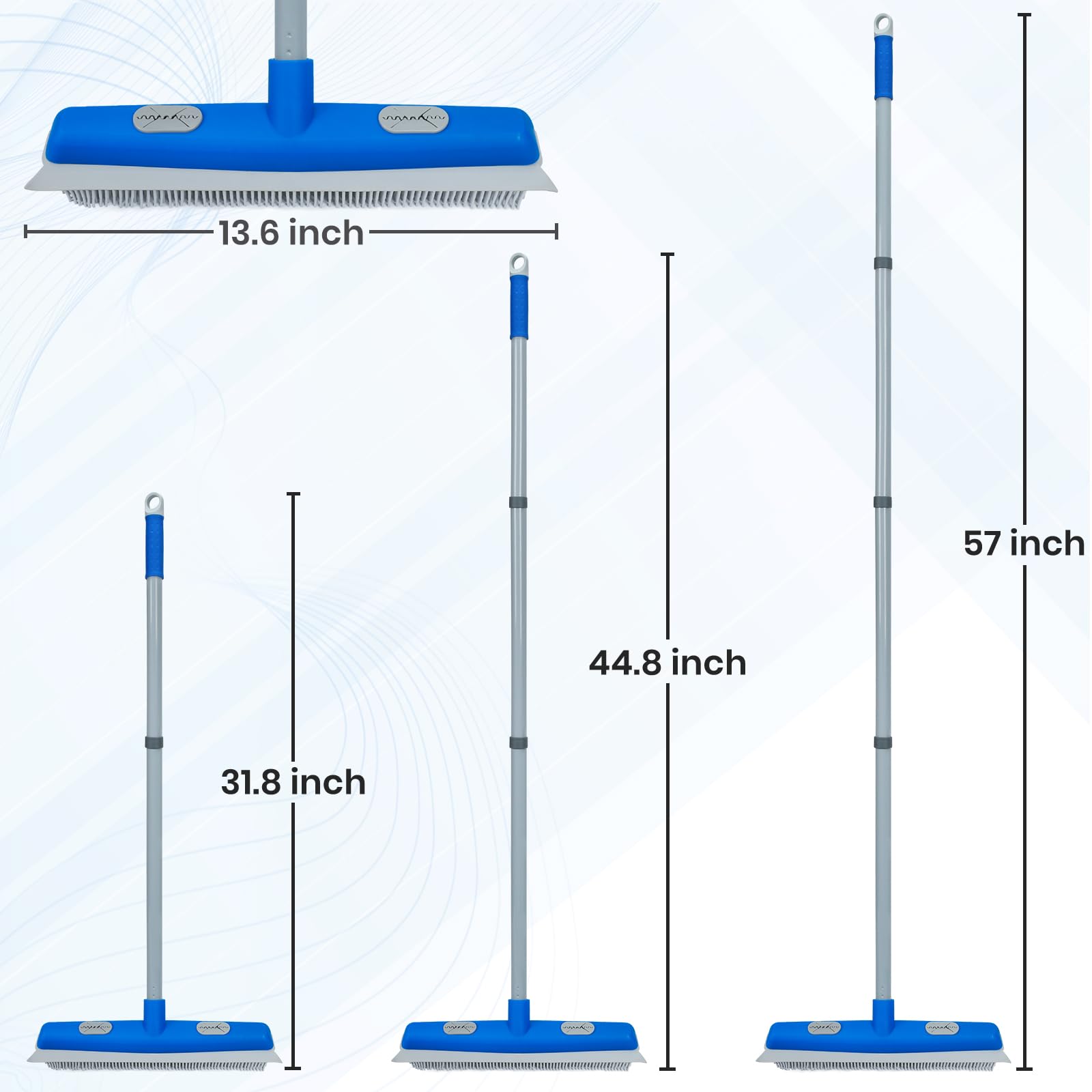 Teppichrechen zur Tierhaarentfernung – Fellentferner, Gummibesen für Teppichflusen, Bodenscheuerbürsten mit Rakel