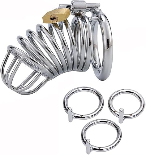 Generic Candado de metal para pene - Dispositivo de castidad de acero inoxidable para hombres, se adapta a la mayoría de los tamaños, juguete sexual