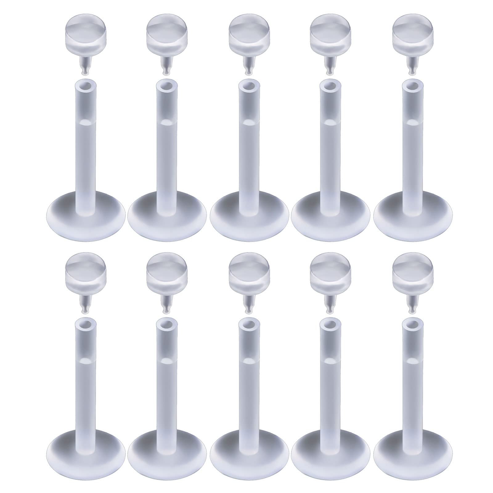 Hyclam Women's White 10Pieces Clear Flexible Lip Labret Retainer Piercing Jewelry For Lip Nose 6/8/10/12Mm Lip Stud Piercing Jewelry