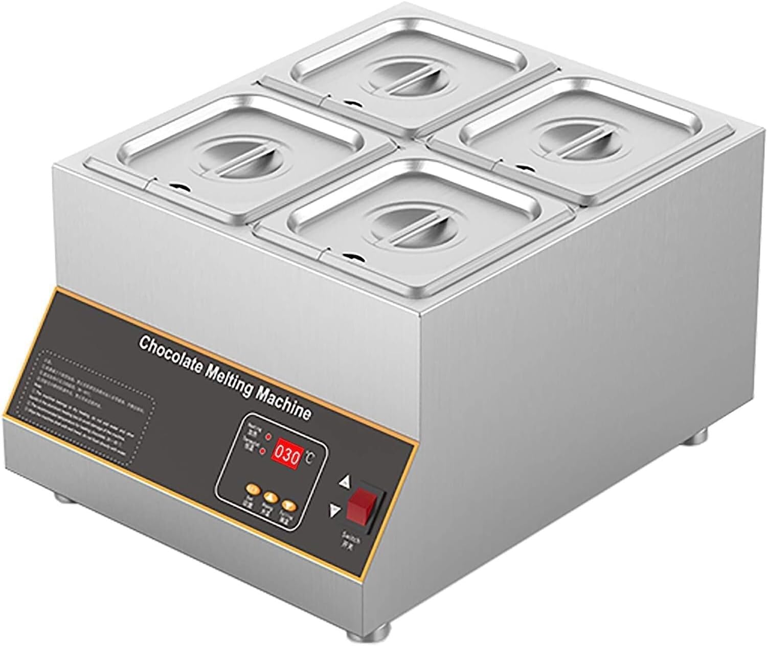 Chocolate Tempering Machine, 4 Tank Electric Chocolate Melting Machine, with 4 Non-Slip Mat, Manual Control Temperature Adjustable, Used in Restaurant Home Kitchen