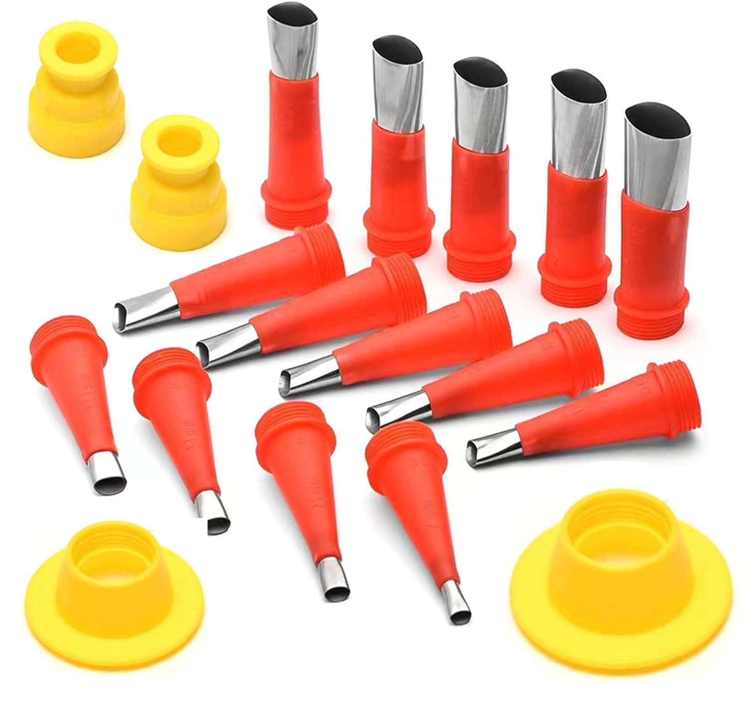 ANZHUO Professional Caulking Gun Nozzle Set, Red and Yellow, Plastic and Metal, Reusable Tips for Sealant Application, Door and Window Installation