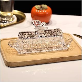 Butter Dish with Lid Vintage Colorful Butterfly Glass Butter Dish Butter Storage Box Snack Cheese Dessert with Lid Crisper Butter Container Ceramic Butter Dish ( Size : Clear )