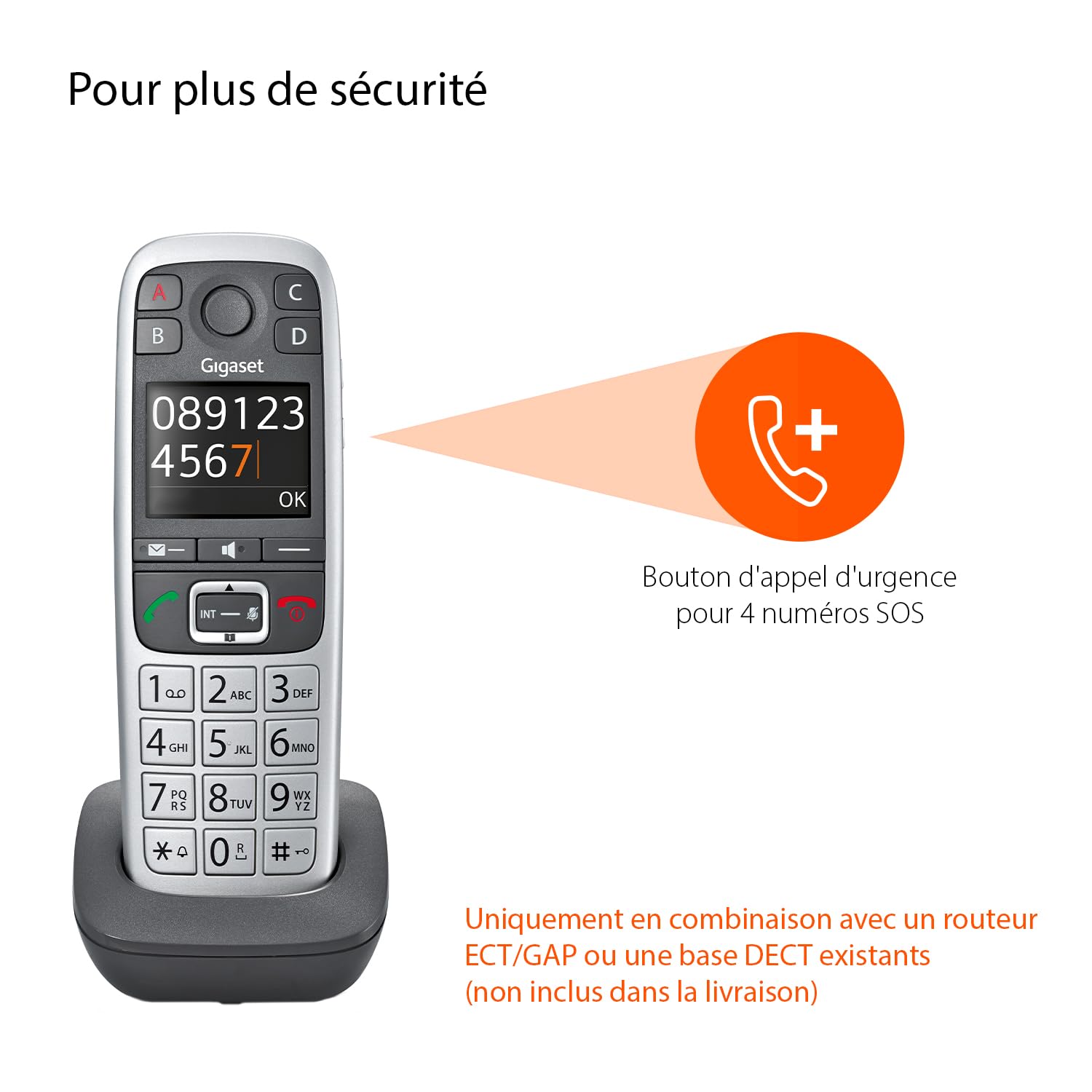 Gigaset E560HX Argenté combiné supplémentaire Téléphone sans fil DECT /GAP