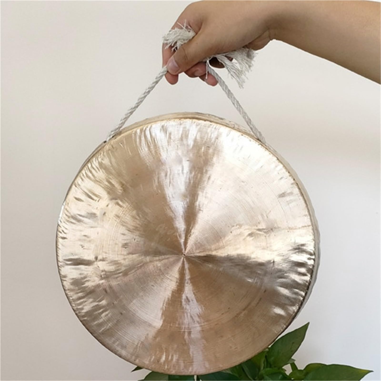 Gongs y platillos portátiles, Platillo de gong mano fondo plano con mazo for meditación Danza del león(35CM)