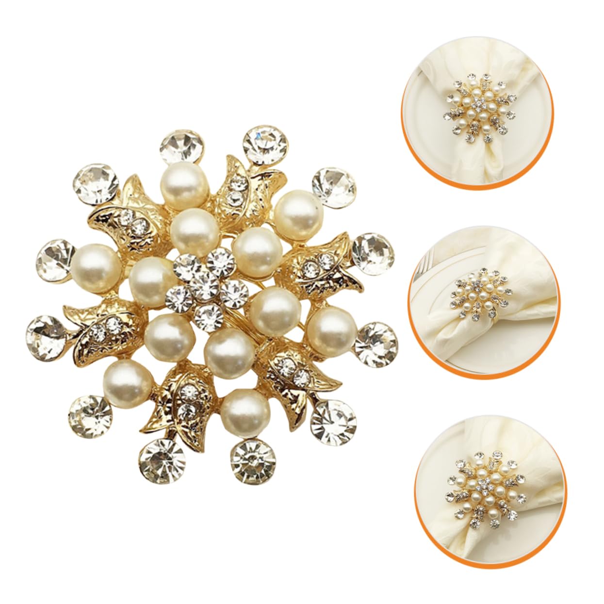 Cabilock 3 Set Portatovagliolo Porta Portatovaglioli Fibbia Del Tovagliolo Del Fiocco Di Neve Decorazioni Natalizie Addobbi Natalizi Portatovaglioli Di Perle Metallo 4 Pezzi * 3