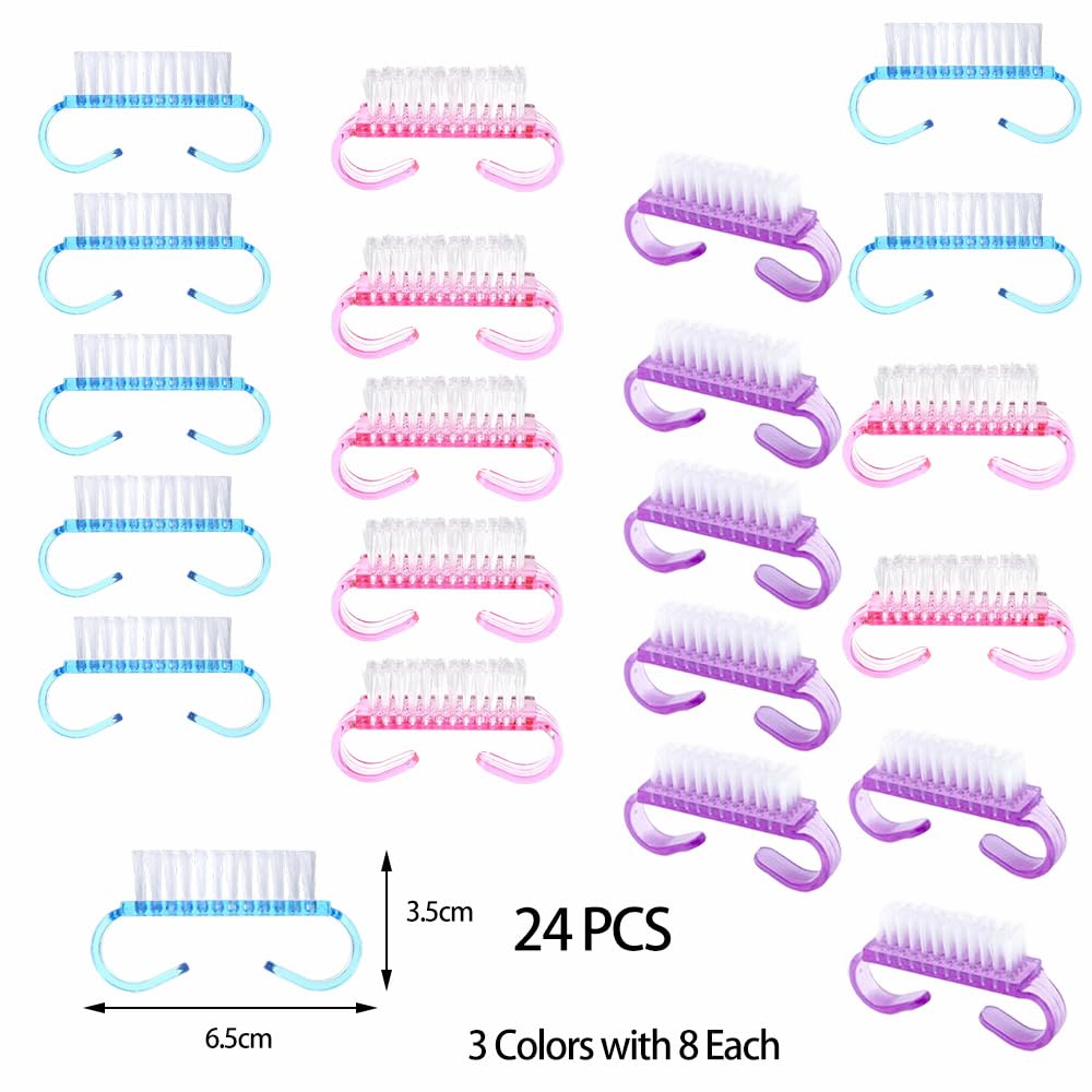 24 Pezzi Spazzola Per Unghie Spazzola Per Il Lavaggio Delle Mani con Manico in Plastica Lavaggio Di Mani Spazzolino Per Pulizia E Pulizia Delle Unghie(Viola, Rosa, Blu)