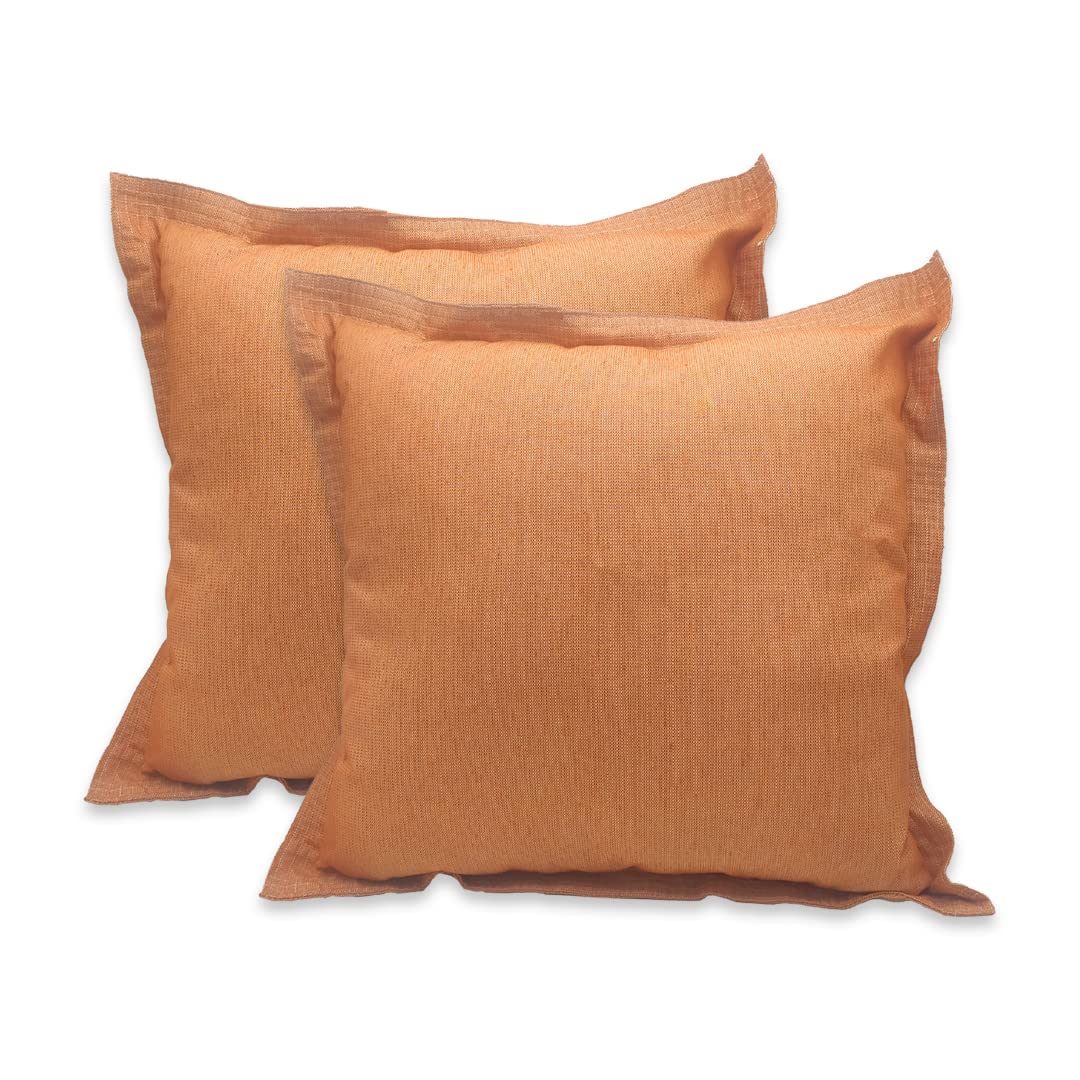 casaviva ® Set 2 cuscini Completi di Imbottitura in Misto Cotone Riciclato Effetto Canapa Idrorepellenti Made in Italy Interni ed Esterni Sfoderabili (50_x_50_cm, Arancione)