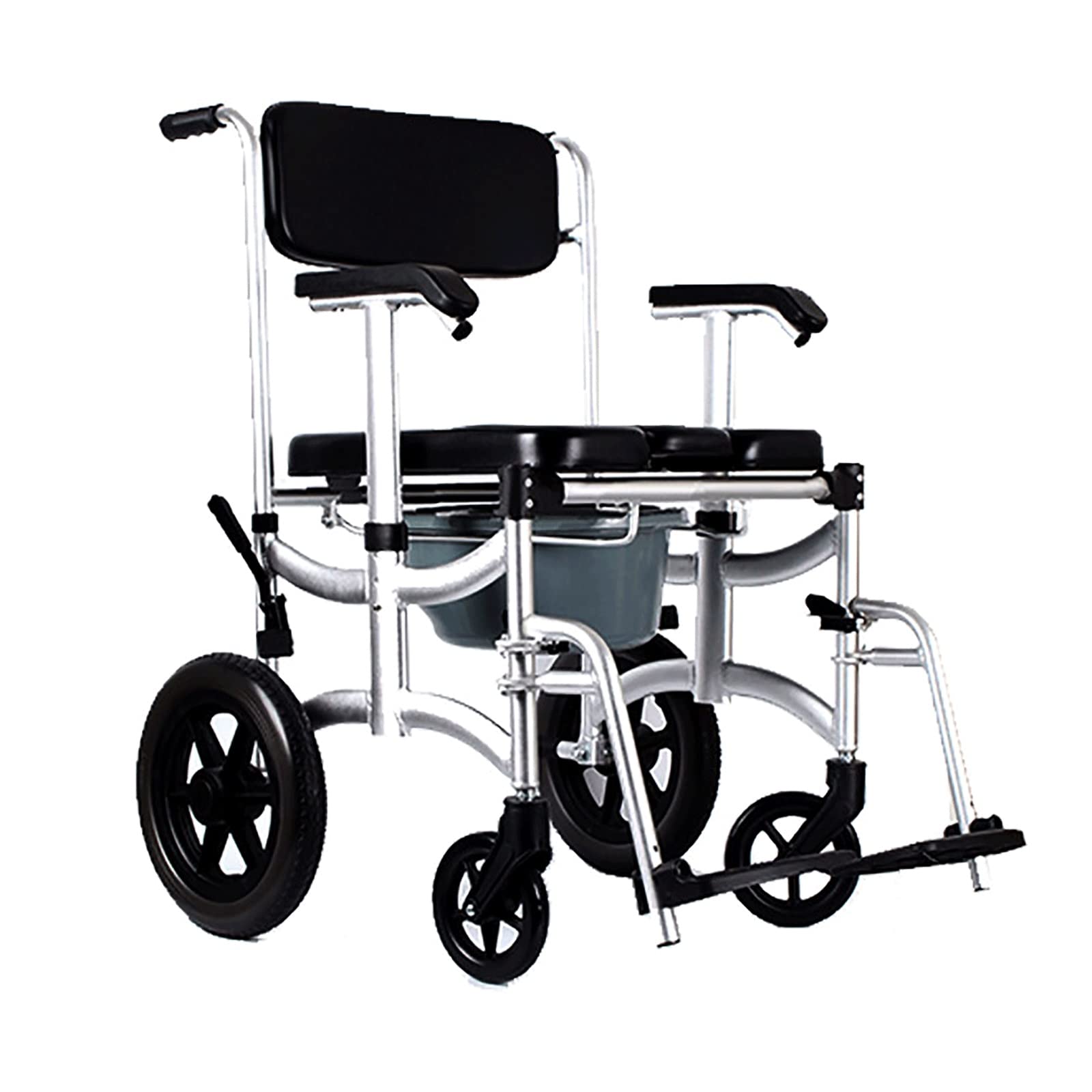 SXSLTSA Toilet Chair, Height Adjustable Commode Toilet Chair with Armrest Backrest Wheelchair Shower Transport Chair Bathroom Bath Stool, for Adults Handicap Elderly