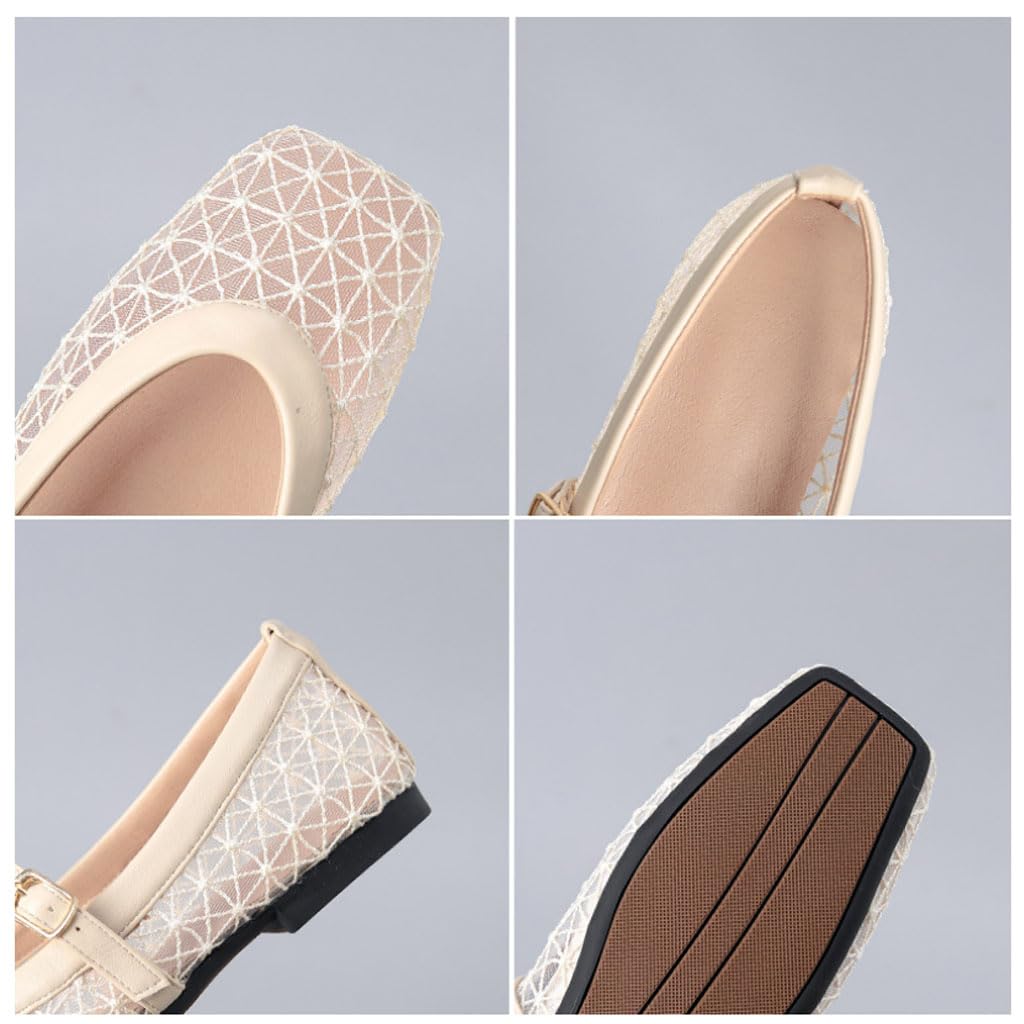 Ballerine da Donna comode con Cinturino, Ballerine in Rete, Scarpe Mary Jane Traspiranti da Donna, Eleganti Slip-on per Ufficio, Tempo Libero e Vacanze