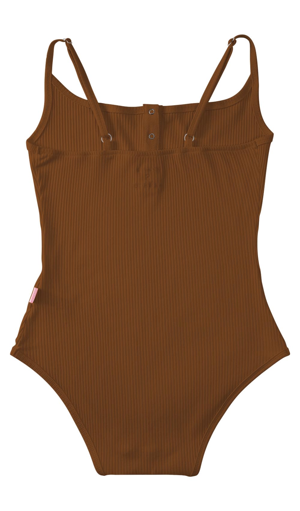 CutiePlusU Cotton Button Crotch Adult Sling Onesie Bodysuit V-neck Button: Coffee Color Small