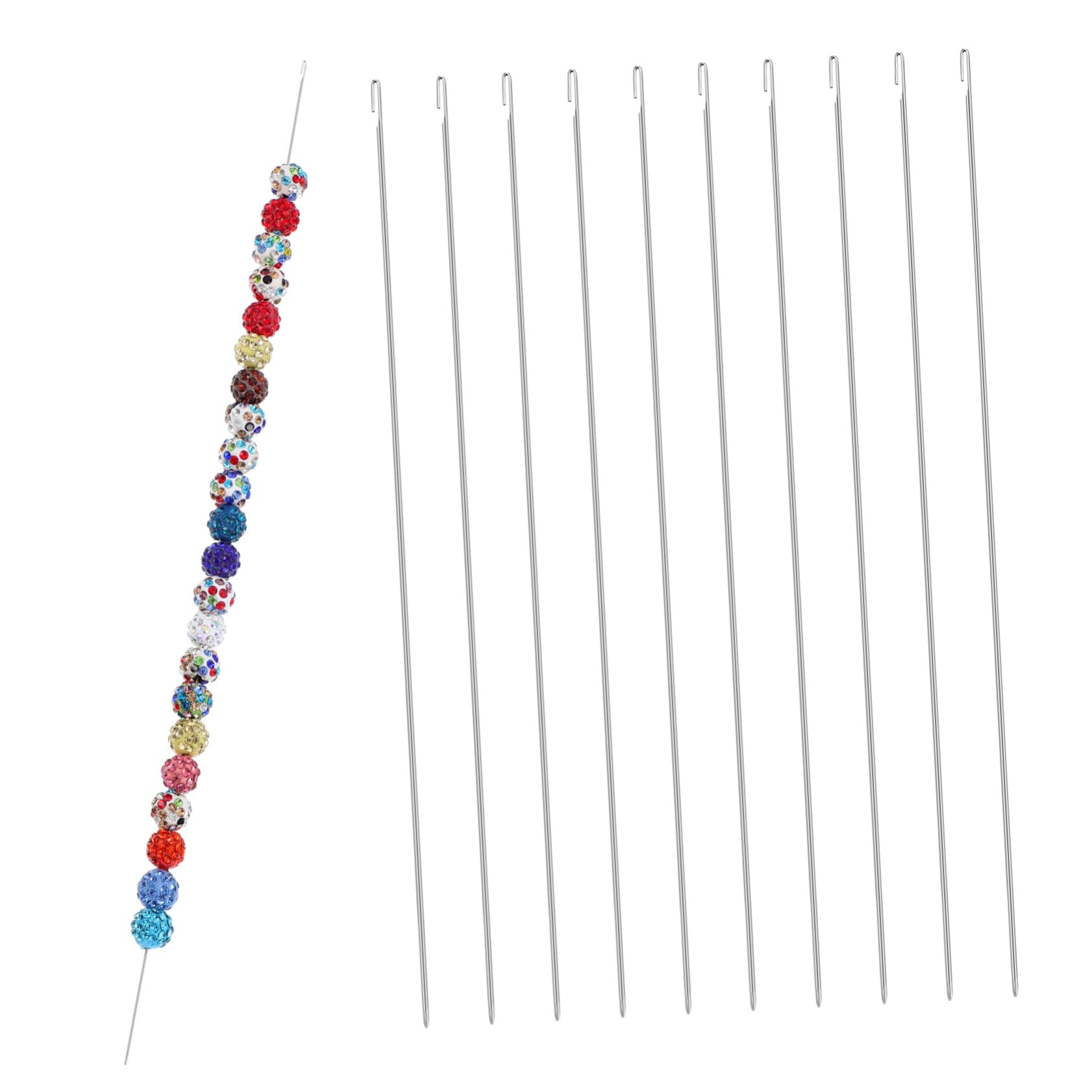 IWOWHERO 10pcs Beading Needles Long Large Beading Needles for DIY Jewelry Making Lei Making