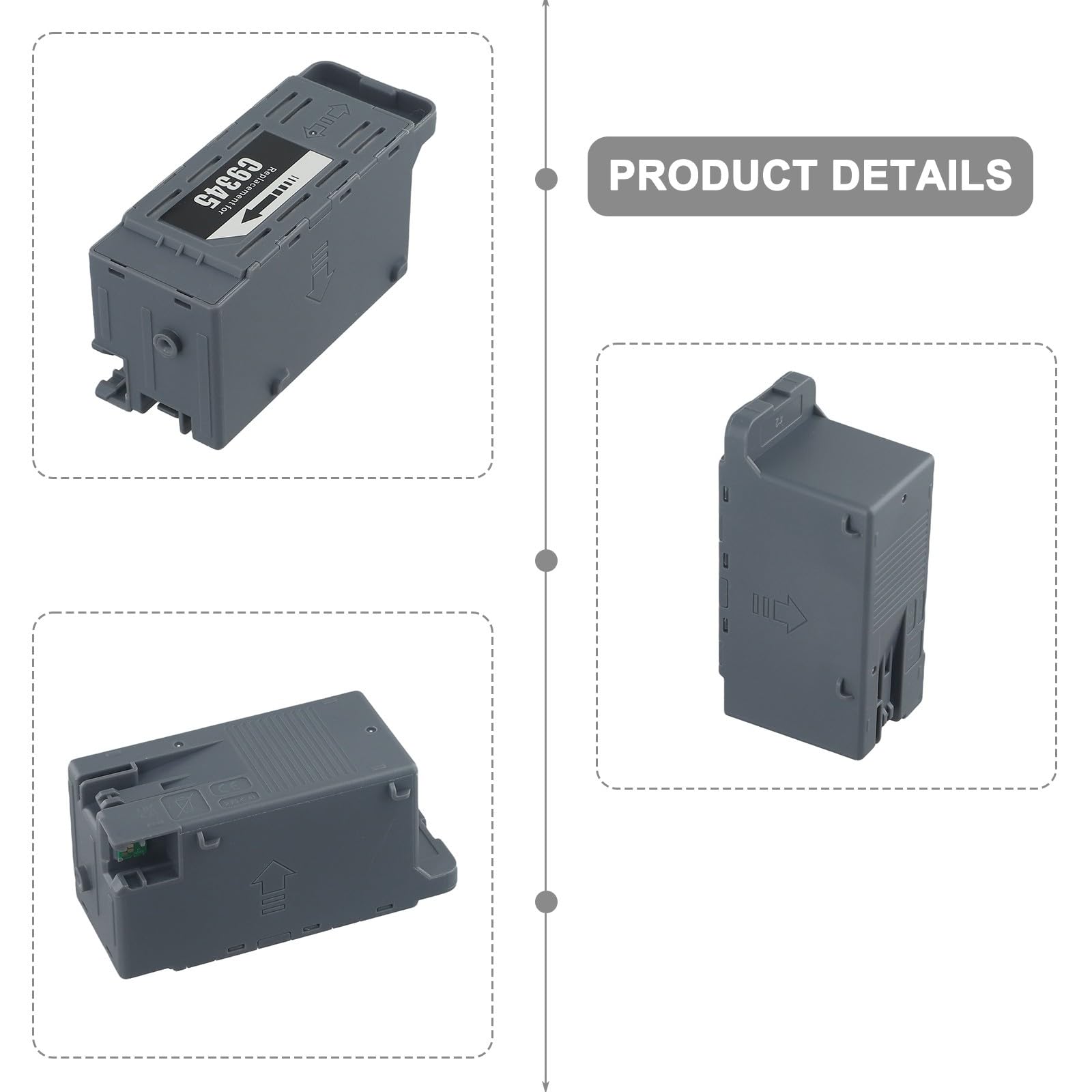 C9345 - Scatola di manutenzione per inchiostro di scarto per stampanti Et-5800/et-5850/et-5880/et-16600 Series Wf-7820/7830/7840 L15150/L15158/L15160/L15168, tampone in spugna grigio integrato, chip