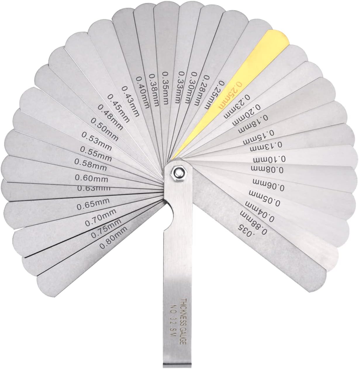 ZUZUAN Stainless Steel Feeler Gauge Dual Marked Metric and Imperial Gap Measuring Tool (0.04mm/0.0015inch-0.88mm /0.035inch,32 Blades )