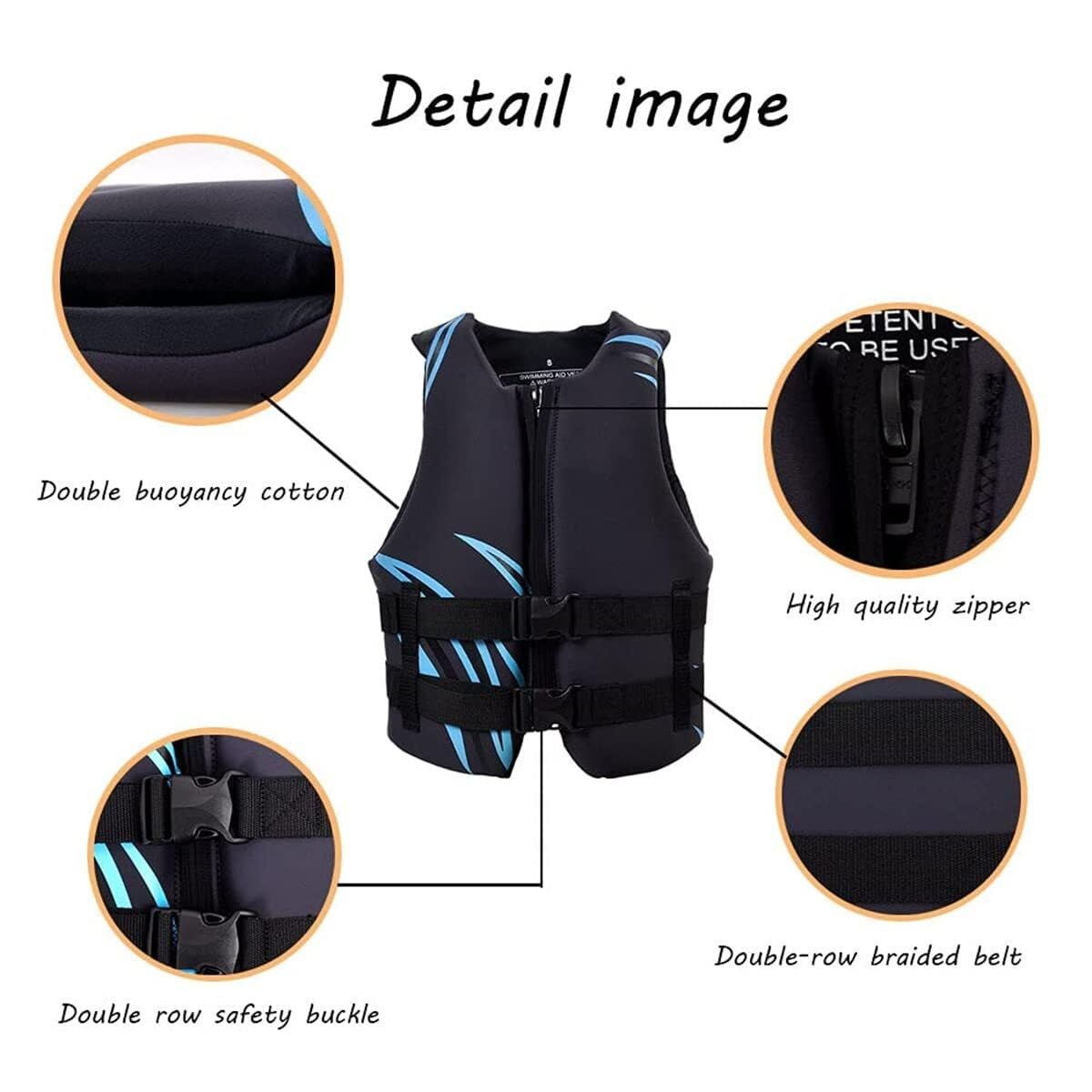 High Buoyancy Safety Vest, Neoprene Water Sports Floating Gear, Adjustable Swim Vest for Snorkeling, Kayaking, Adults
