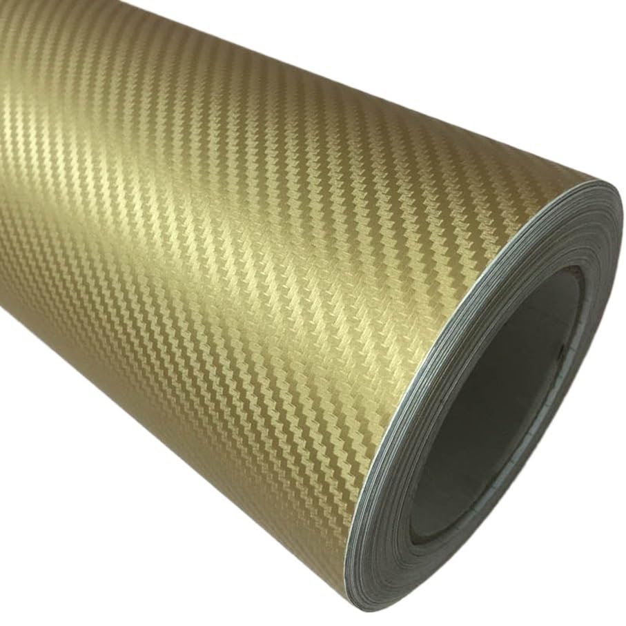 Carbon Fiber Vinyl Self Adhesive Wrap Decal Sheet, Multicolor, 30cm x (127-800) cm(Gold,30CM X 400CM)