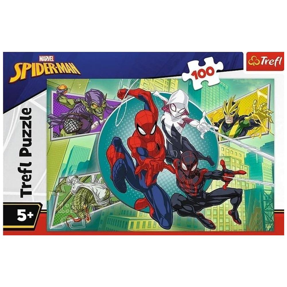 Trefl - Spiderman, Spider Mask - Puzzle 100 Pieces - Colorful Jigsaw Puzzle with Heroes Fairy Tale for Children from 5 years