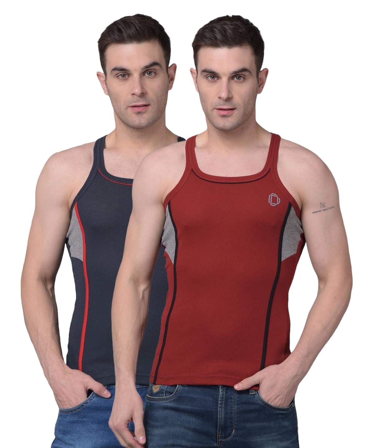 Men's Solid Cotton Gym Vest (Colour May Vary)
