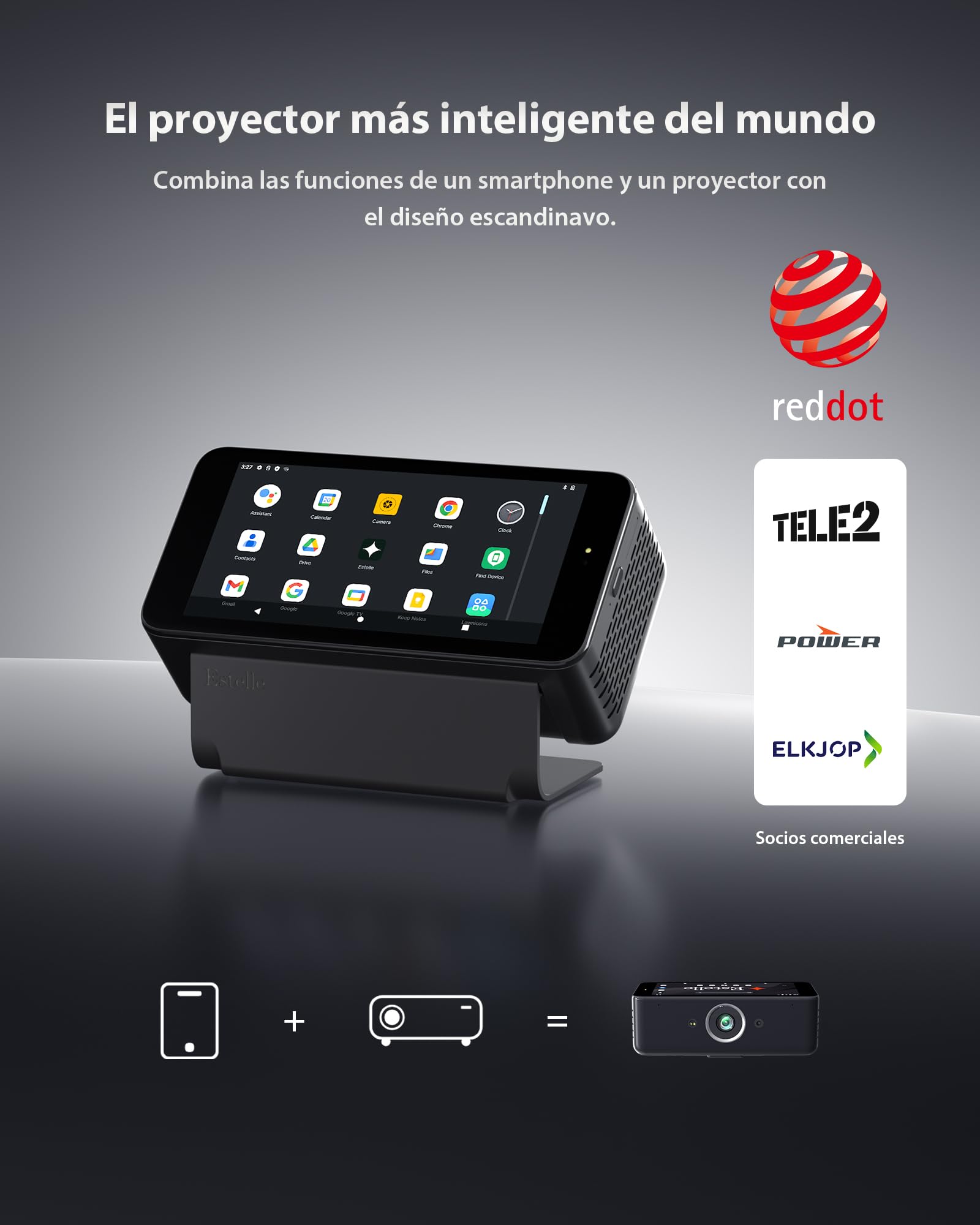 Estelle Proyector 4K con 64GB Almacenamiento, Batería Integrada, Android 12