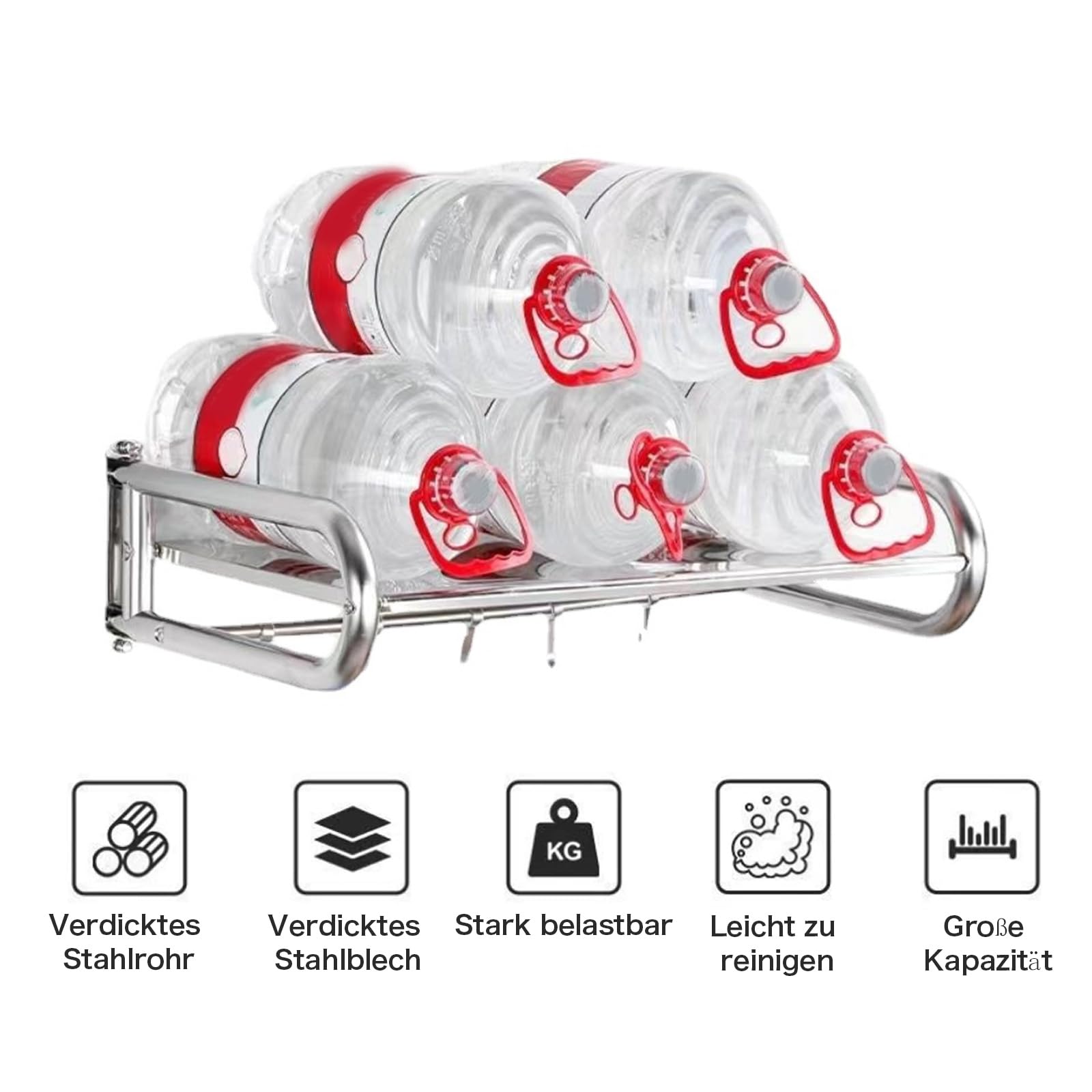 TWSOUL Mensola per microonde, montaggio a parete, con 4 ganci, in acciaio inox, per forno, microonde, spezie, stoviglie da cucina