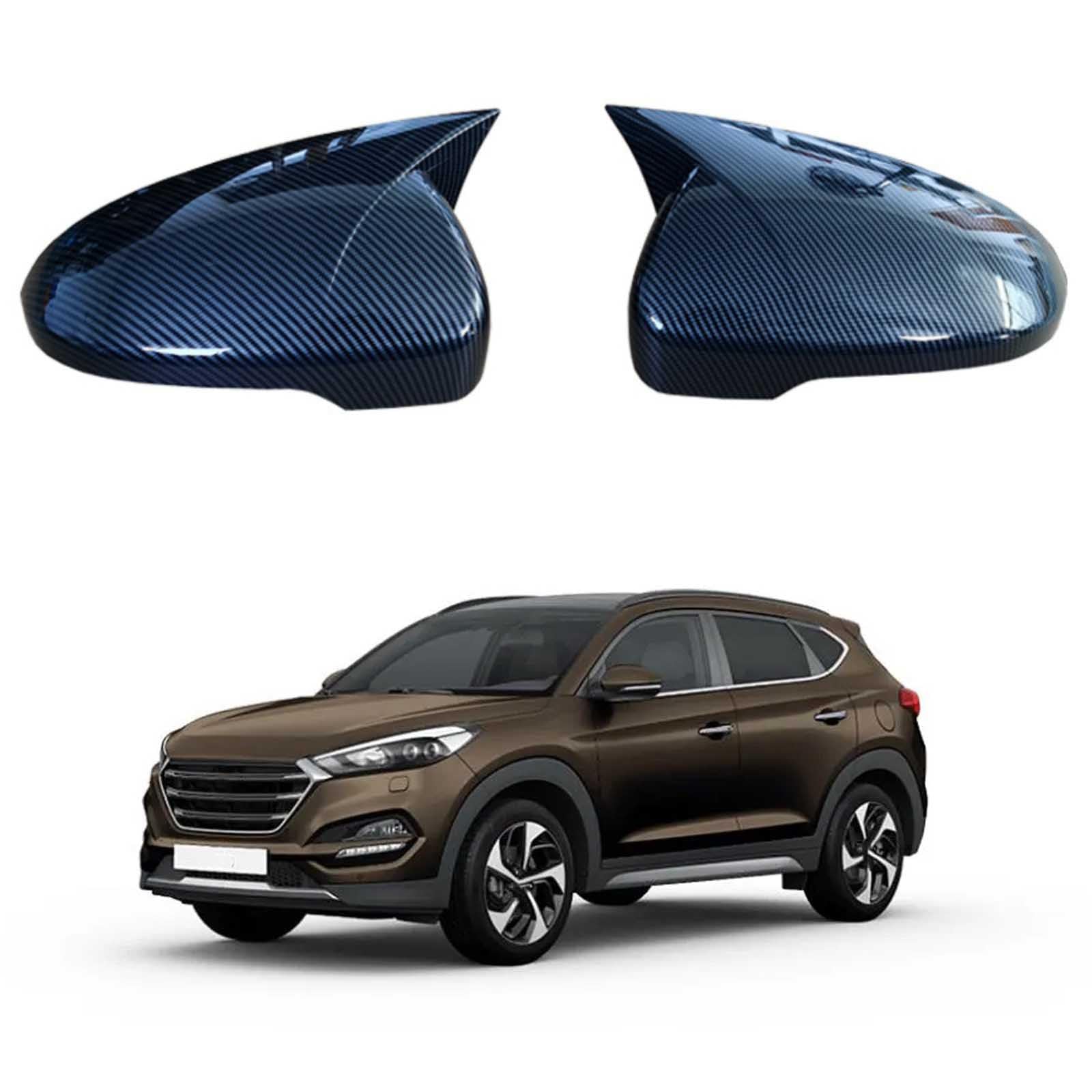 PAPEP Door Mirror Cover Caps for Hyundai Tucson 2015-2020, Left Right Side Wing Rearview Mirror Cover Lid 2 Pieces Exterior Styling Accessory,Carbon fiber texture