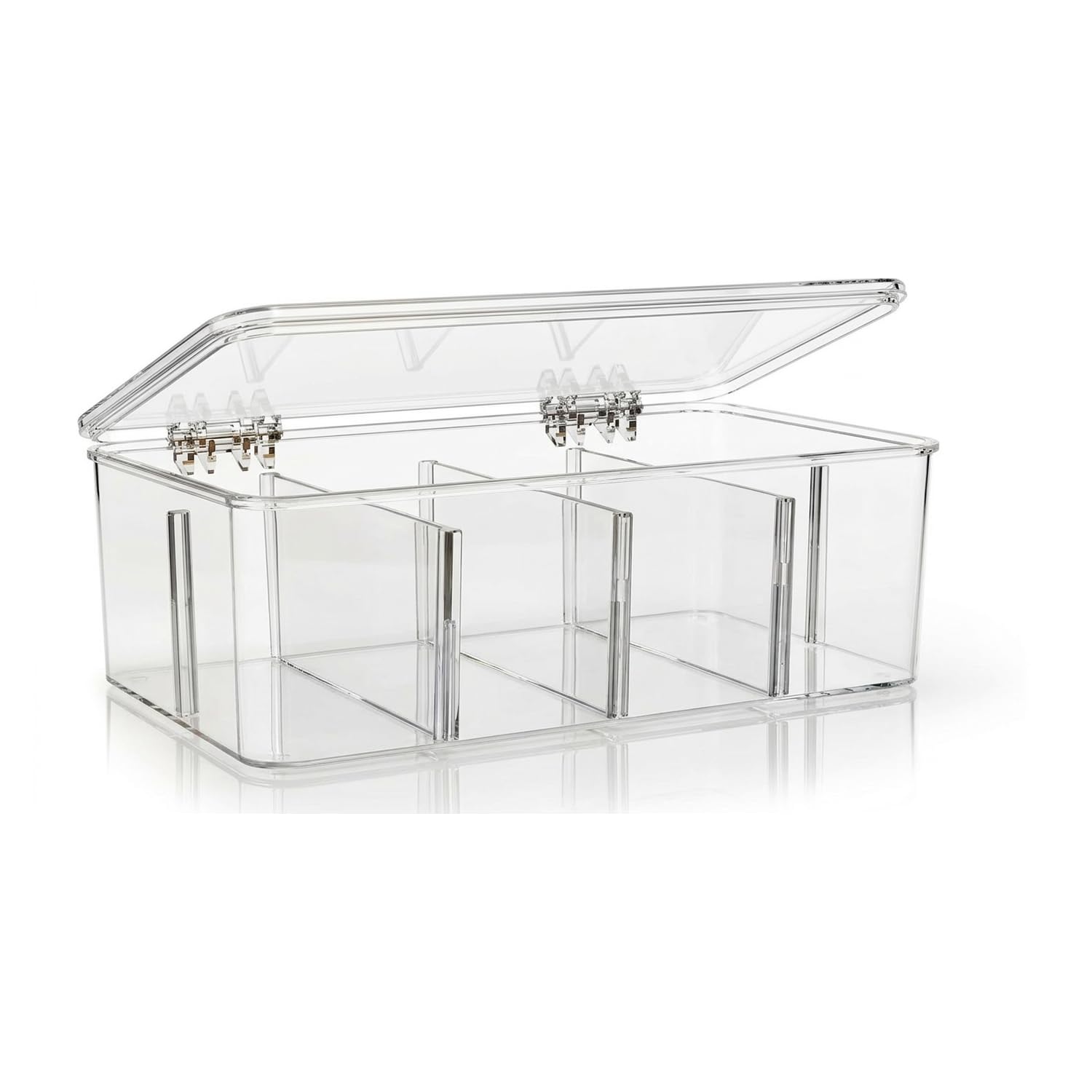 Luxe Bitez Plastic Tea Bag Storage Box With Lid – 8 Compartment Adjustable Organizer – Tea, Biscuits & Pantry Storage – 1 Pack