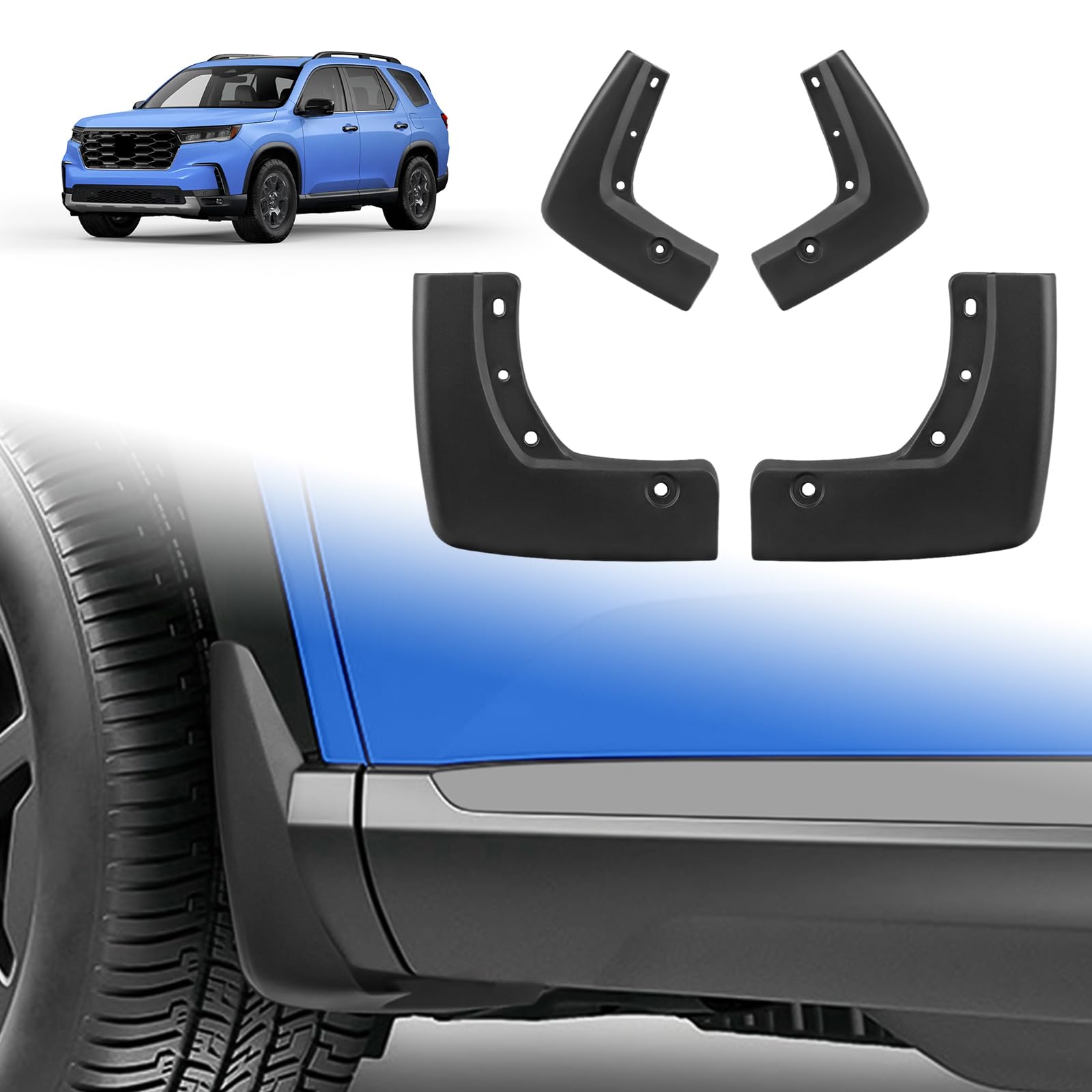 Mud Flaps Compatible with Honda Pilot 2025-2023, Mud Guards 4pcs Fender Guards Compatible with Honda Pilot Accessories 2023 2024 2025 No Drill Splash Guards