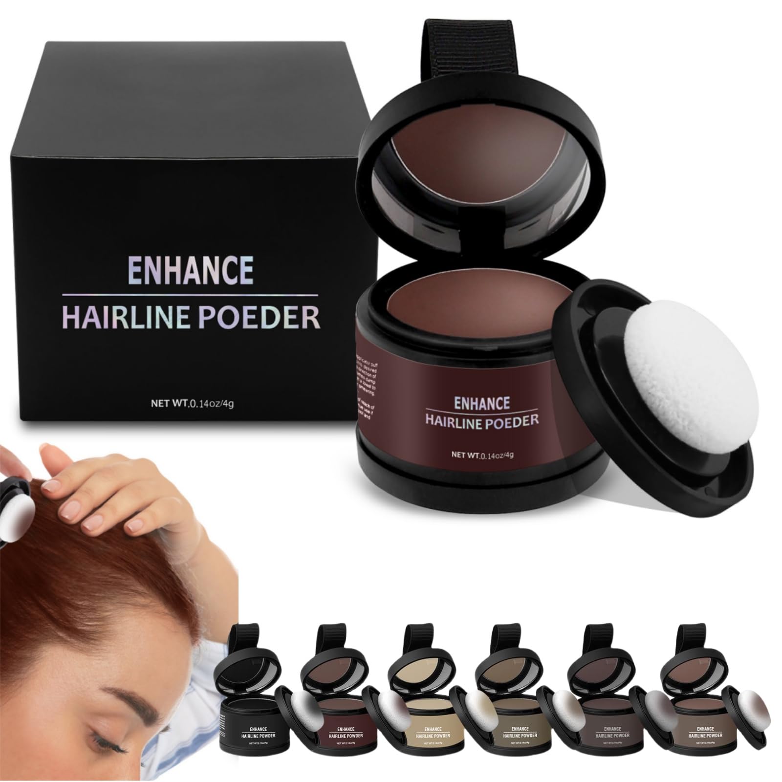 Instantly Hairline Powder, 2024 New Magic Root Cover up Dark Red Root Touch up Powders for Hair, Long-Lasting Hairs Makeup Coverage for Women & Men Moustache (Reddish brown, 4 g)