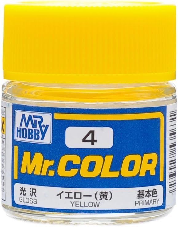 Mr. Hobby C4 Gloss Yellow 10ml Bottle, GSI Mr. Color