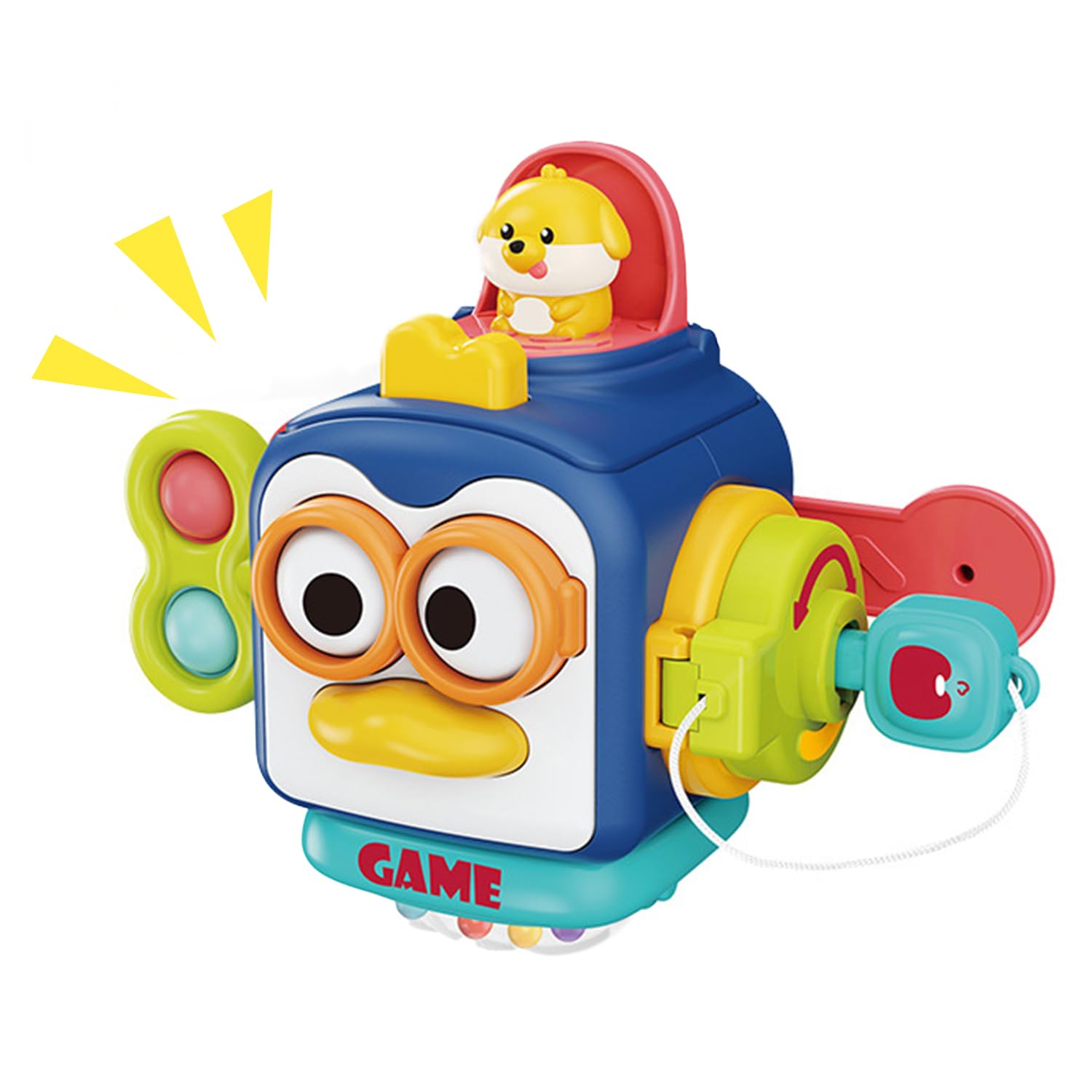 Masroo Toddler Activity Cube,Montessori Toys for 1 Year Old, Sensory Toys for Toddlers 1-3, Travel Activities Busy Cube, Baby Gifts for 12 18 Month, Motor Skills Educational Learning Toys for Boy Girl