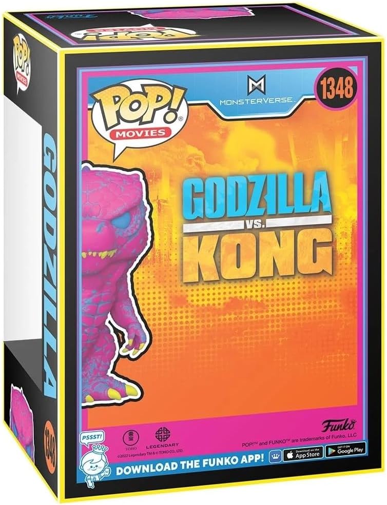 POP Godzilla vs Kong - Godzilla Blacklight Limited Edition Funko Vinyl Figure (Bundled with Compatible Box Protector Case), Multicolor, 3.75
